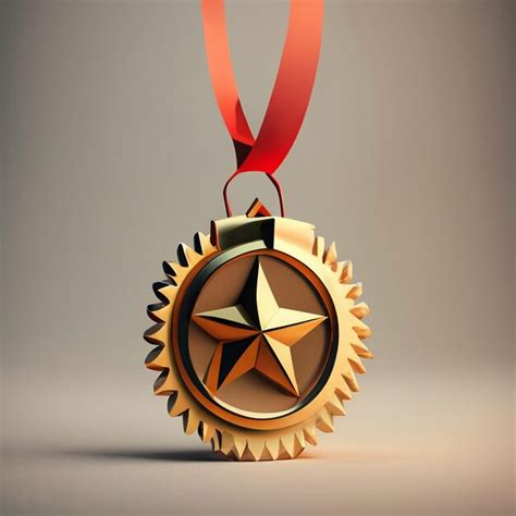 Medalha De Ouro Fita Artificial Pendurada Formato De Estrela