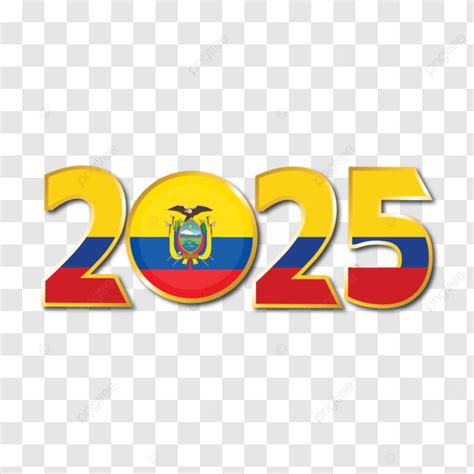 Year 2025 With Ecuador Flag Design Vector, 2025, Year, Ecuador PNG and