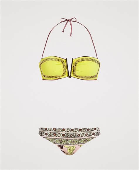 Bikini Mit Strass Und Foulard Print