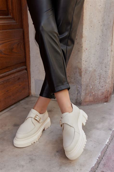 Juliet Nude Genuine Leather Thick Soled Women S Loafer