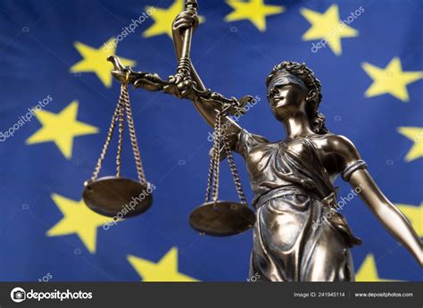 Statue Blindfolded Goddess Justice Themis Justitia European Flag Legal