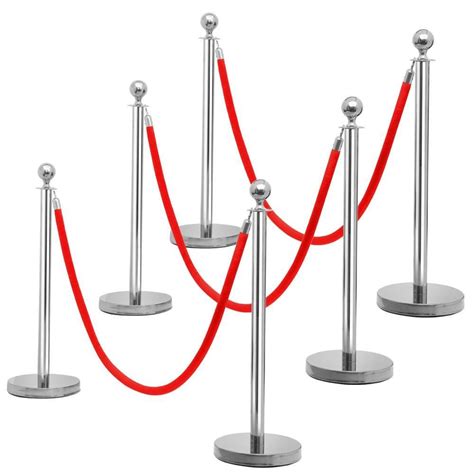 Buy Go2buy 6 Pack Stanchions And Velvet Ropes Round Top Stainless Steel