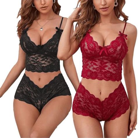 Buy Arnoni Women Babydoll Nightwear Lace Bra Panty Lingerie Set Women Babydoll Night Dress