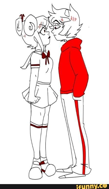 Two Cartoon Characters Kissing