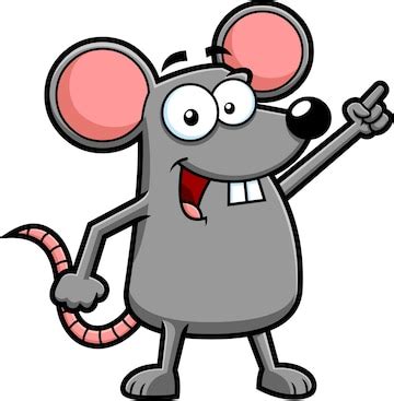 funny mouse cartoon character pointing vector hand drawn illustration