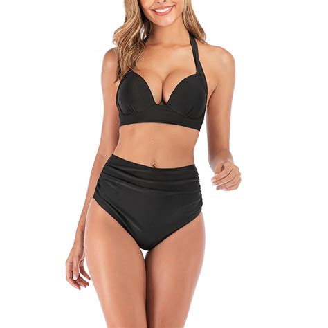 Swsmclt Women S Halter Bathing Suit Beach Swimming Sexy Trendy Spandex Padded Bikini Swimsuit