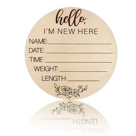 Buy Wooden Baby Announcement Sign, Hello World Baby Newborn Birth Name
