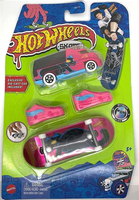 Amazon Hot Wheels Skate Hw Rapid Response Tony Hawk Metallic Skateboard And Car