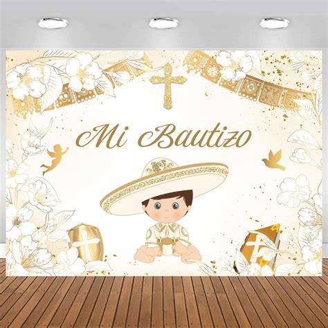 Amazon Withu Gold Mi Bautizo Backdrop For Boy Pigeon Holy Bible