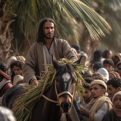 Premium Photo Palm Sunday Jesus On Top Of A Donkey In The Middle Of