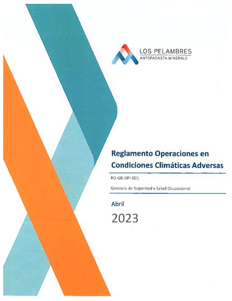 Reglamento Operacion En Condiciones Climaticas Adversas 2023 - Grandes