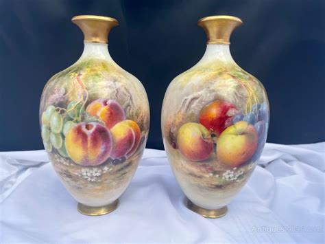 Antiques Atlas Royal Worcester Pair Of Fruit Vase Signed Ricketts