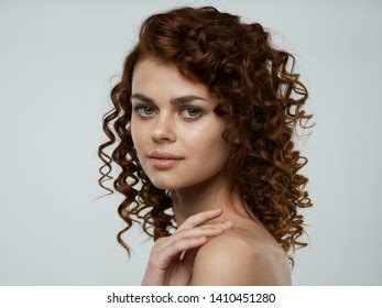 Beautiful Female Face Naked Shoulders Curly Stock Photo 1410451280 Shutterstock