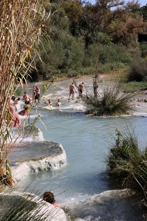 People Are Bathing In The Hot Springs Of Saturnia Therme Saturnia Tuscany Italy Editorial