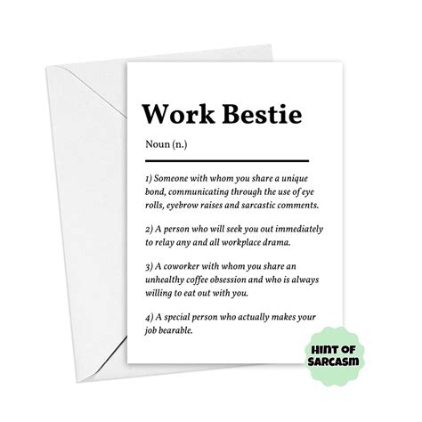 A Work Bestie Definition Card Coffee Bold Font Edition Coworker