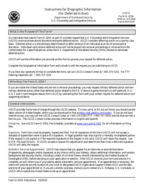 Download Instructions for USCIS Form G-325A Biographic Information (For ...