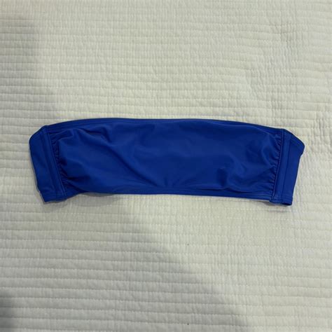 Blue Strapless Bikini Top Never Worn Depop