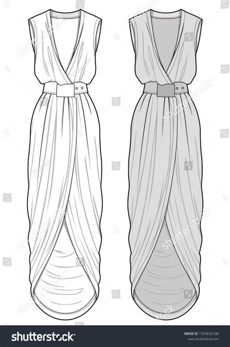 Dress Fashion Flat Sketch Template 스톡 벡터로열티 프리 1355633186 Shutterstock 패션 일러스트 드레스 패션 디자인