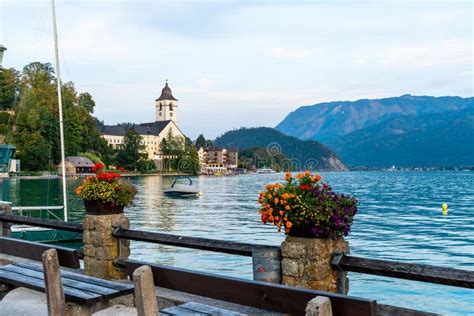 St. Wolfgang Waterfront with Wolfgangsee Lake, Austria Stock Image ...