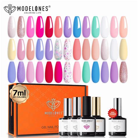 Jual Modelones Pcs Gel Nail Polish Warna Summer Gel Polish Set Magenta Bright Glitter Hot