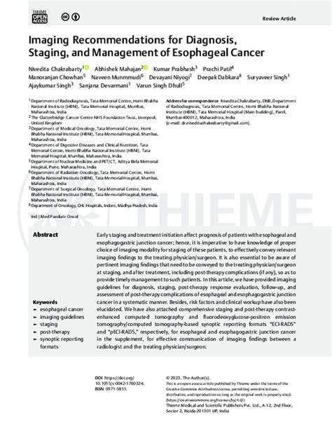 Pdf Imaging Recommendations For Diagnosis Staging And Management Of Esophageal Cancer