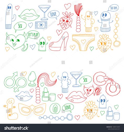 Funny Icons Sex Shop Cute Cartoon Stock Vector Royalty Free Shutterstock