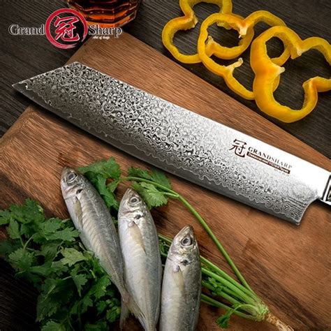 Grandsharp 8 дюймов кухонный нож шеф-повара из дамасской стали японские ...