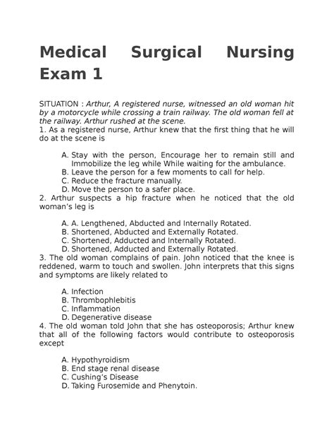 Medical-Surgical Nursing Review Questions at Bobby Mosca blog
