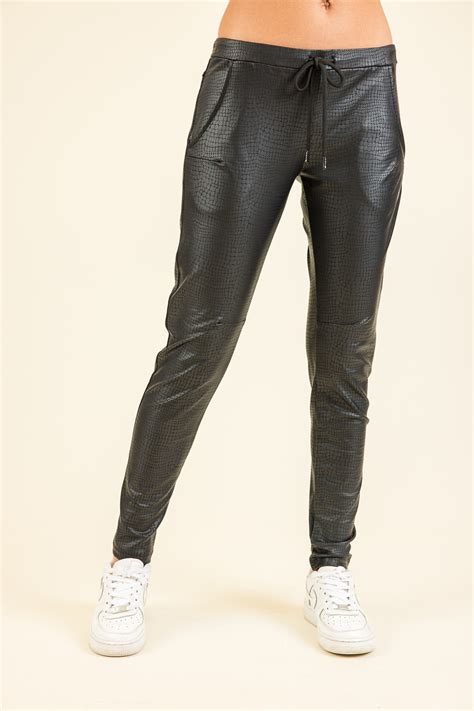 Cruz Pantalon Noir Crocodile En Polyamide Gratt I Hbt Collection