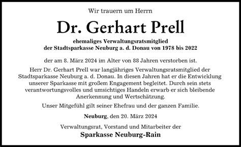 Traueranzeigen Von Gerhart Prell Augsburger Allgemeine Zeitung