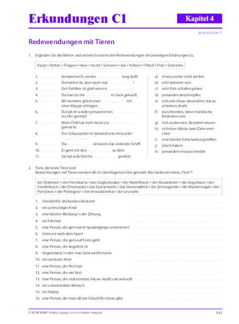 (PDF) Erkundungen C1 Redewendungen mit Tieren