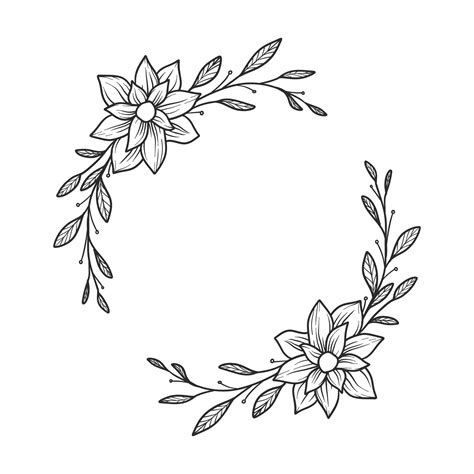 A Hand Drawn Illustration Of Floral Wreath A Beautiful Decorative