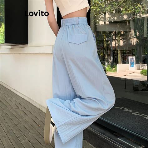 Lovito Cal A Casual Plissada Lisa Para Mulheres Lne Shopee Brasil