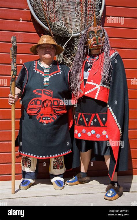 Tlingit Indians in traditional dress, Icy Strait Point Cannery Museum ...