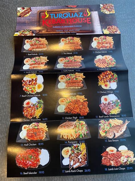 Menu At Turquaz Kebab House Restaurant Edmonton 137 Ave Nw