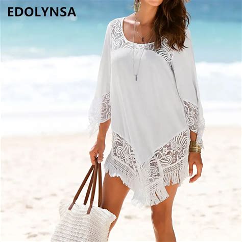 Buy White Lace Cover Ups Swimwear 2019 Summer Sexy