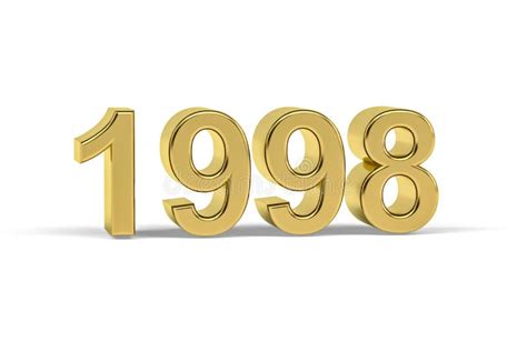 Golden 3d Number 1998 - Year 1998 Isolated on White Background Stock