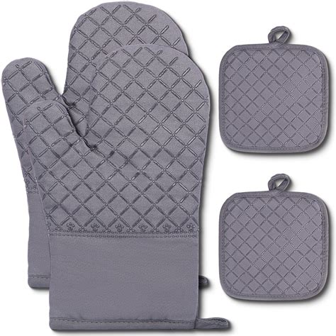 SUGARDAY Silicone Pot Holders Heat Resistant Oven Mitts Hot Pads For Kitchen Baking Cooking Non