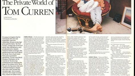 The Private World Of Tom Curren By Matt George 1985 Encyclopedia