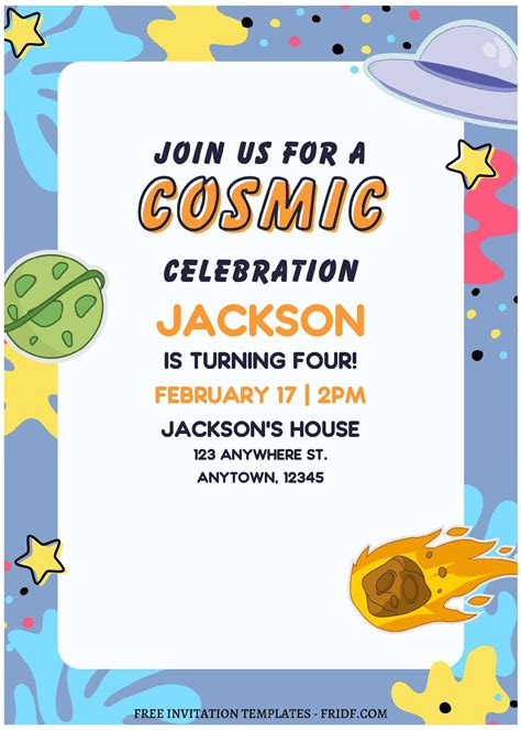 editable  cosmic space birthday invitation templates space