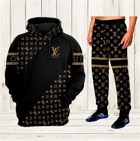 Louis Vuitton Black Hoodie Sweatpants Pants Lv Luxury Brand Clothing