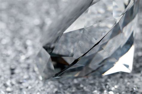 Large Dazzling Brilliant on Shiny Silver Surface, Closeup Stock Photo ...