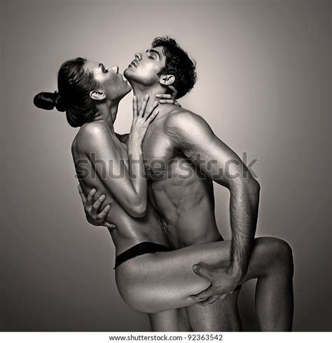 Passionate Naked Couple Suggestive Pose Monochrome Stock Photo Edit Now