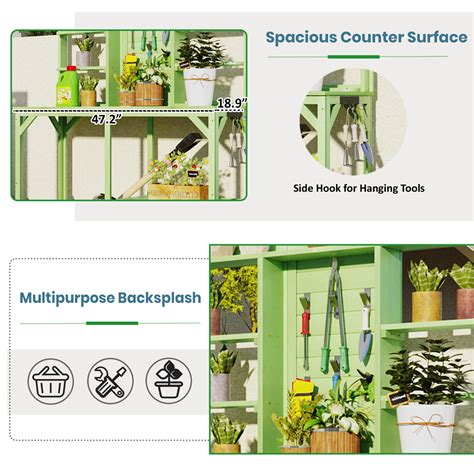 Pingcng Green Topmax Large Outdoor Potting Bench With Spacious 646