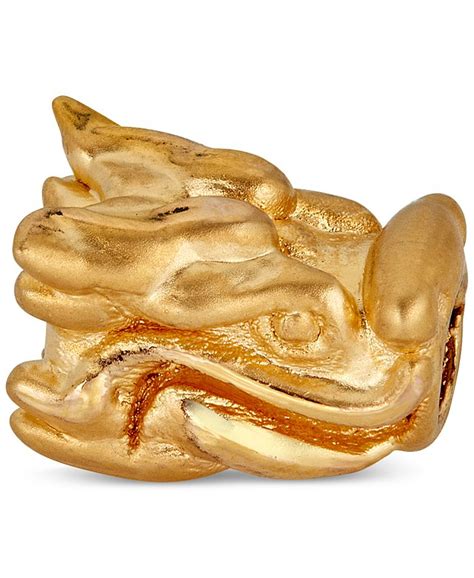 Macys Dragon Charm Leather Bracelet In 22k Gold Macys