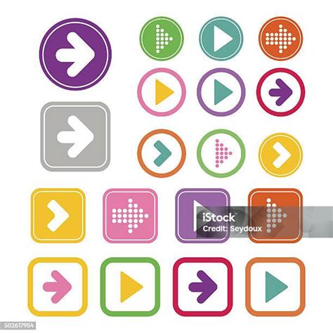 kumpulan ikon tanda panah ilustrasi stok  gambar