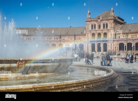 Rainbow Plaza De Espana Sevilla Andalucia February 2019 Stock Photo
