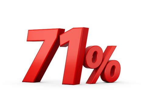 Premium Photo 3d Red 71 Seventy One Percent Sign On White Background