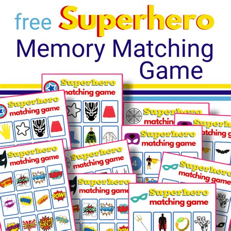 Superhero Memory Game Printable