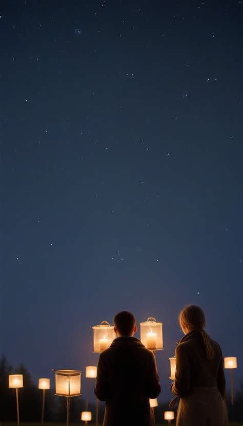 People With Candles At Night Sky Stable Diffusion Online
